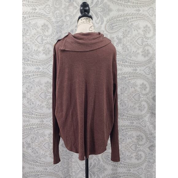 Michael Stars Bibi cowl neck top waffle knit chestnut brown Size 2X Fall Office - Picture 4 of 12